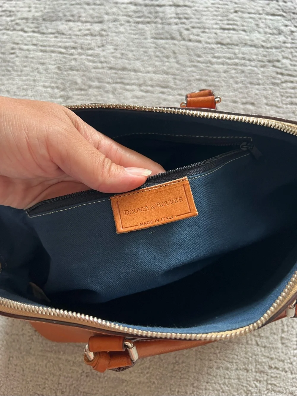 Dooney & Bourke Cognac Leather Satchel, Vintage Made in Italy